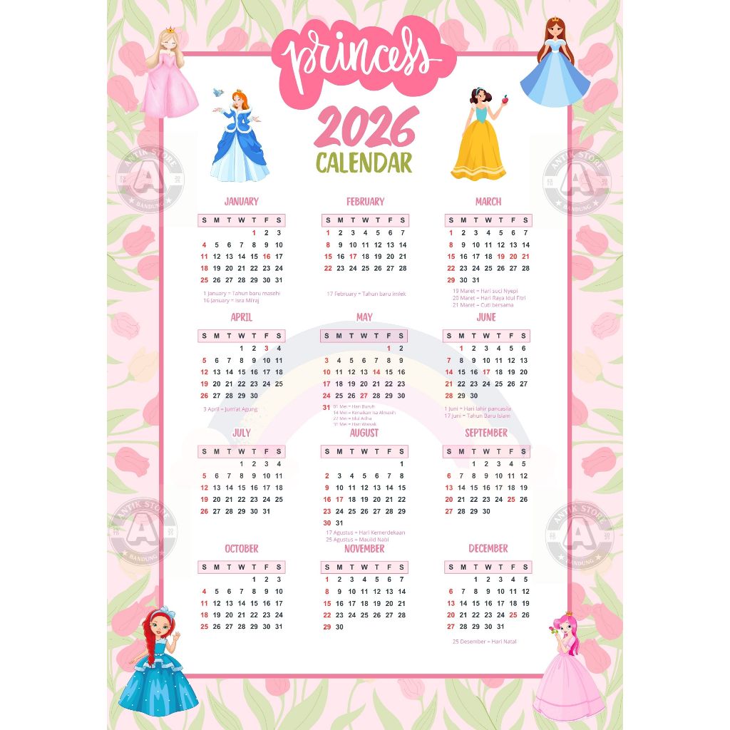 

Kalender Anak 2026 Karakter Ekonomis Murah Bahan HVS F4 Laminasi