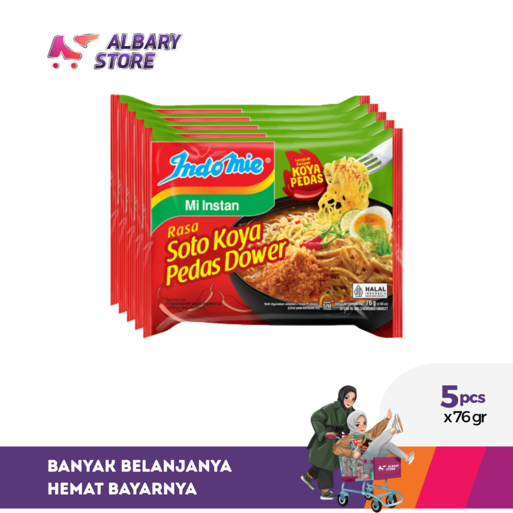

5 PCS - Indomie Mi Instan Soto Koya Pedas Dower 76 g
