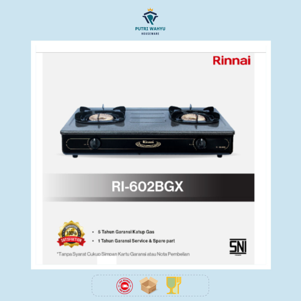 Kompor Gas Rinnai RI-602BGX - Rinnai RI-602BGX – Kompor Gas 2 Tungku / 2-Burner Gas Stove