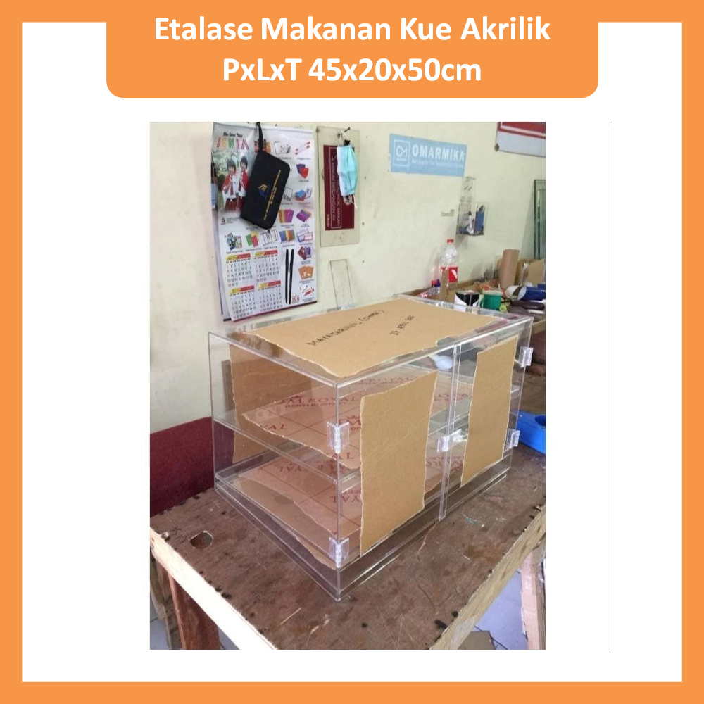 Etalase Makanan Kue Akrilik PxLxT 45x20x50cm