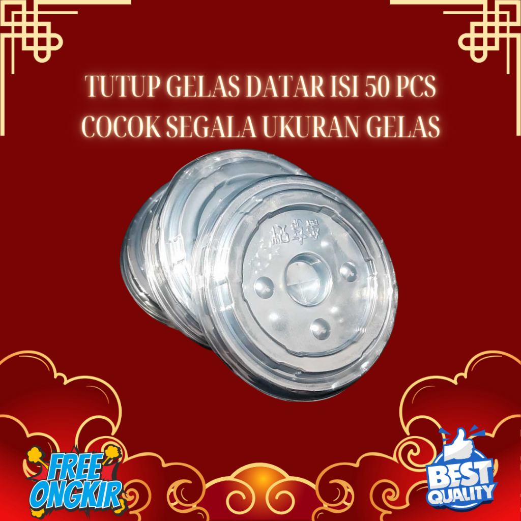 PROMO ONGKIR [1 PACK] TUTUP DATAR TUTUP GELAS PLASTIK MERK BINTANG COCOK SEGALA UKURAN ALL SIZE 8,5o