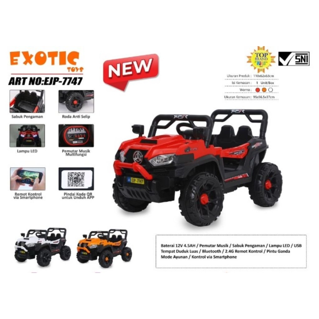 MOBIL AKI MAINAN ANAK JEEP EJP -7747 EXOTIC EXOTIC
