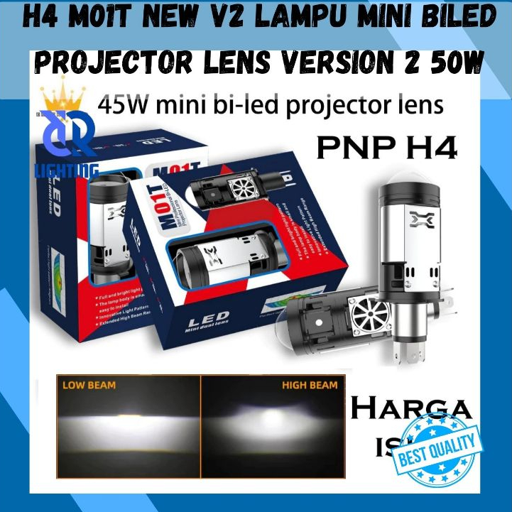 H4 M01T NEW V2 lampu mini biled projector lens version 2 50W 100W super terang premium bright bi led