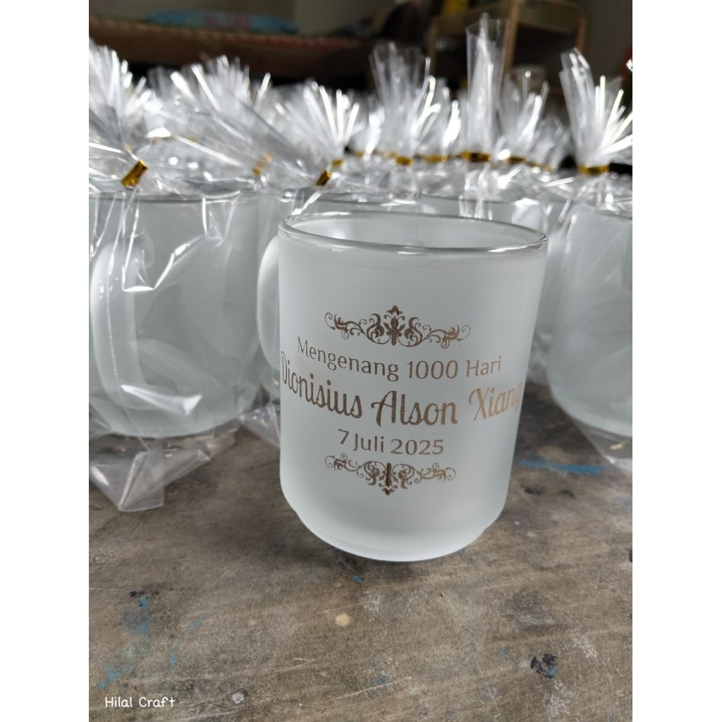 Souvenir gelas doff minimal 50pcs