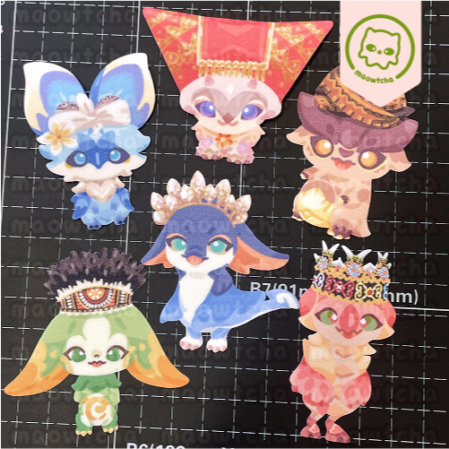

Indosaurians glitter stickers - Genshin Impact fanmerch by maowtcha