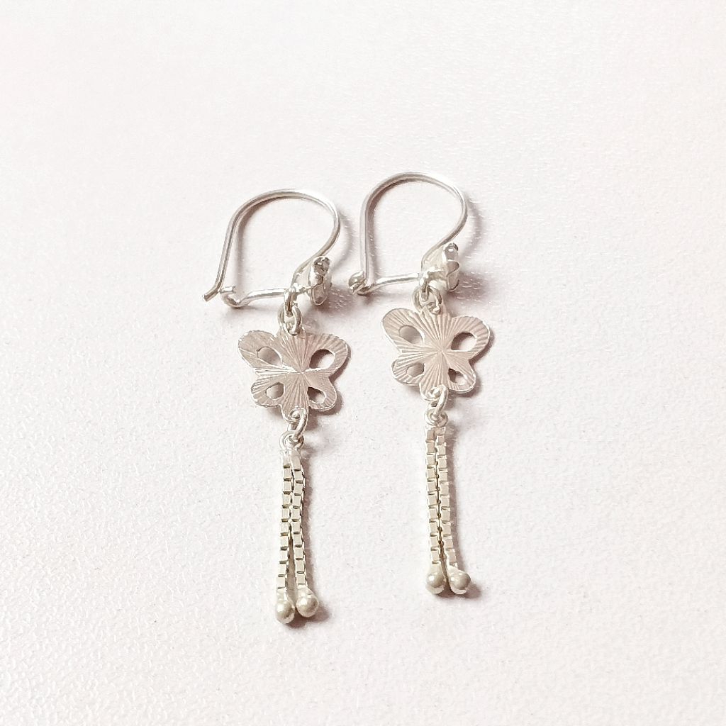 Anting Perak/Anting Rumbai Perak/Anting Model Kupu-Kupu/Perak 925/Lapis Emas Putih