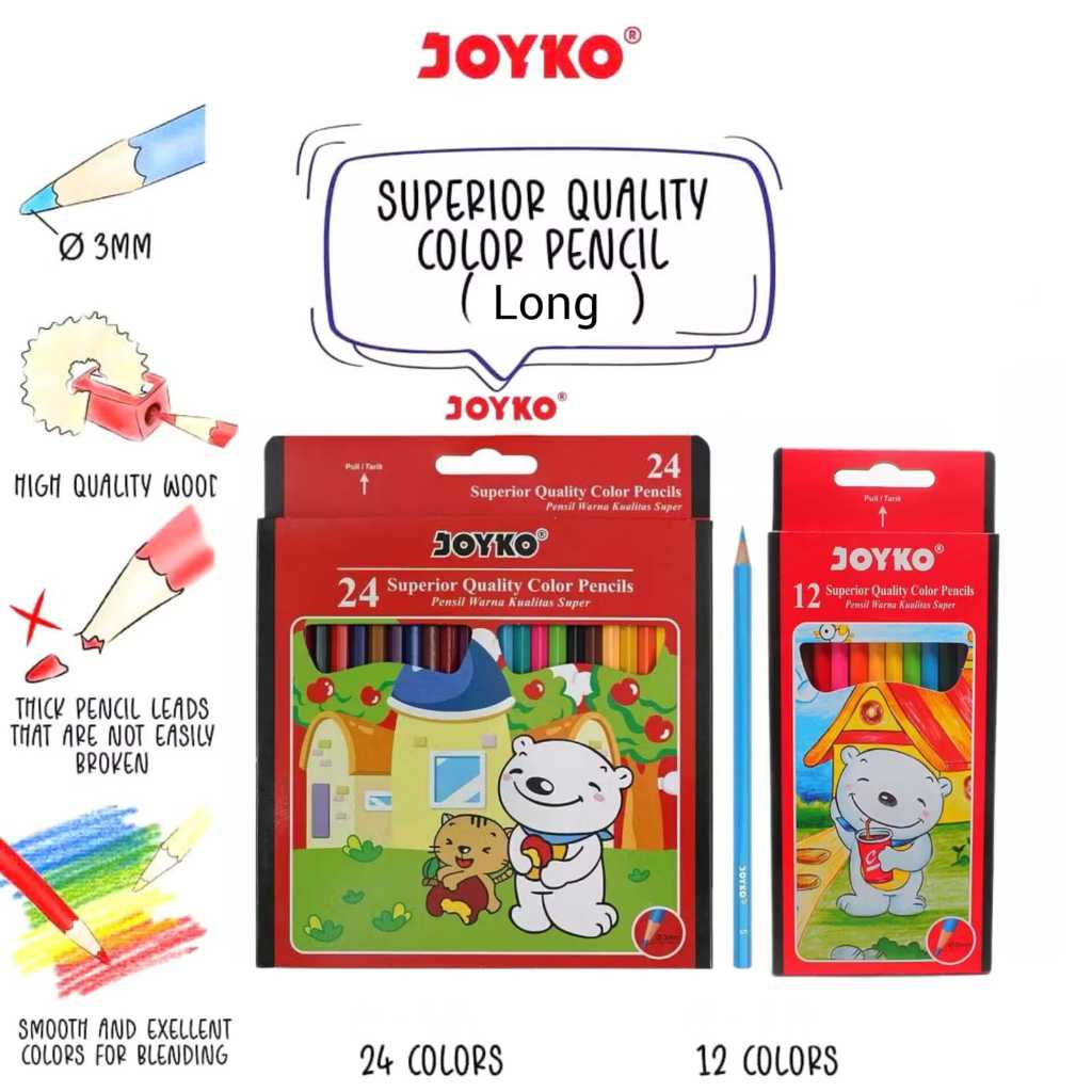 

Pensil Warna Joyko Panjang CP-12PB dan 24 CP-24PB