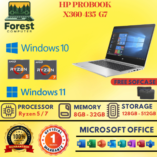 Laptop HP ProBook X360 435 G7 Ryzen 5 / 7 Ram 8GB / 16GB SSD 128GB / 256GB / 512GB Layar 13"inch FHD