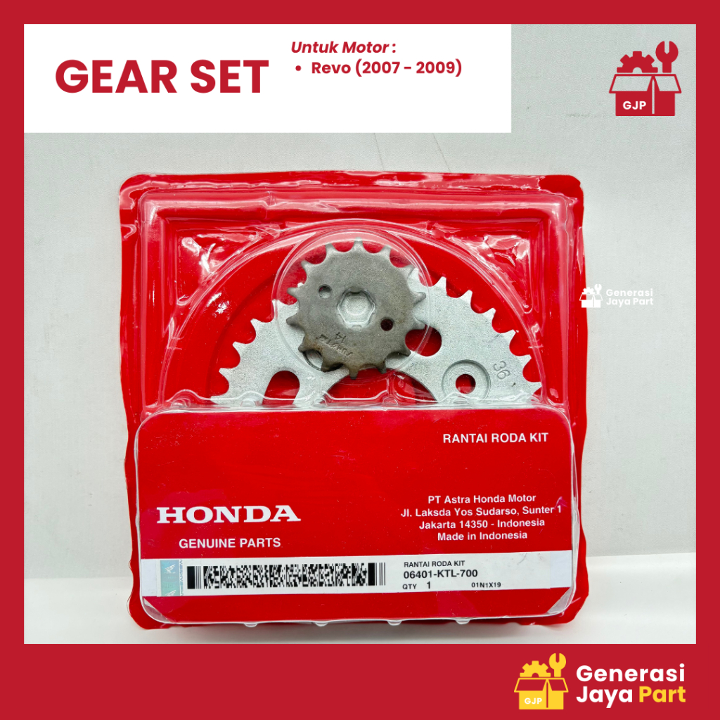 GEAR SET Revo (2007 - 2009) | GEAR SET RANTAI | HONDA | 06401-KTL-700 |   | Sparepart Motor Tangeran