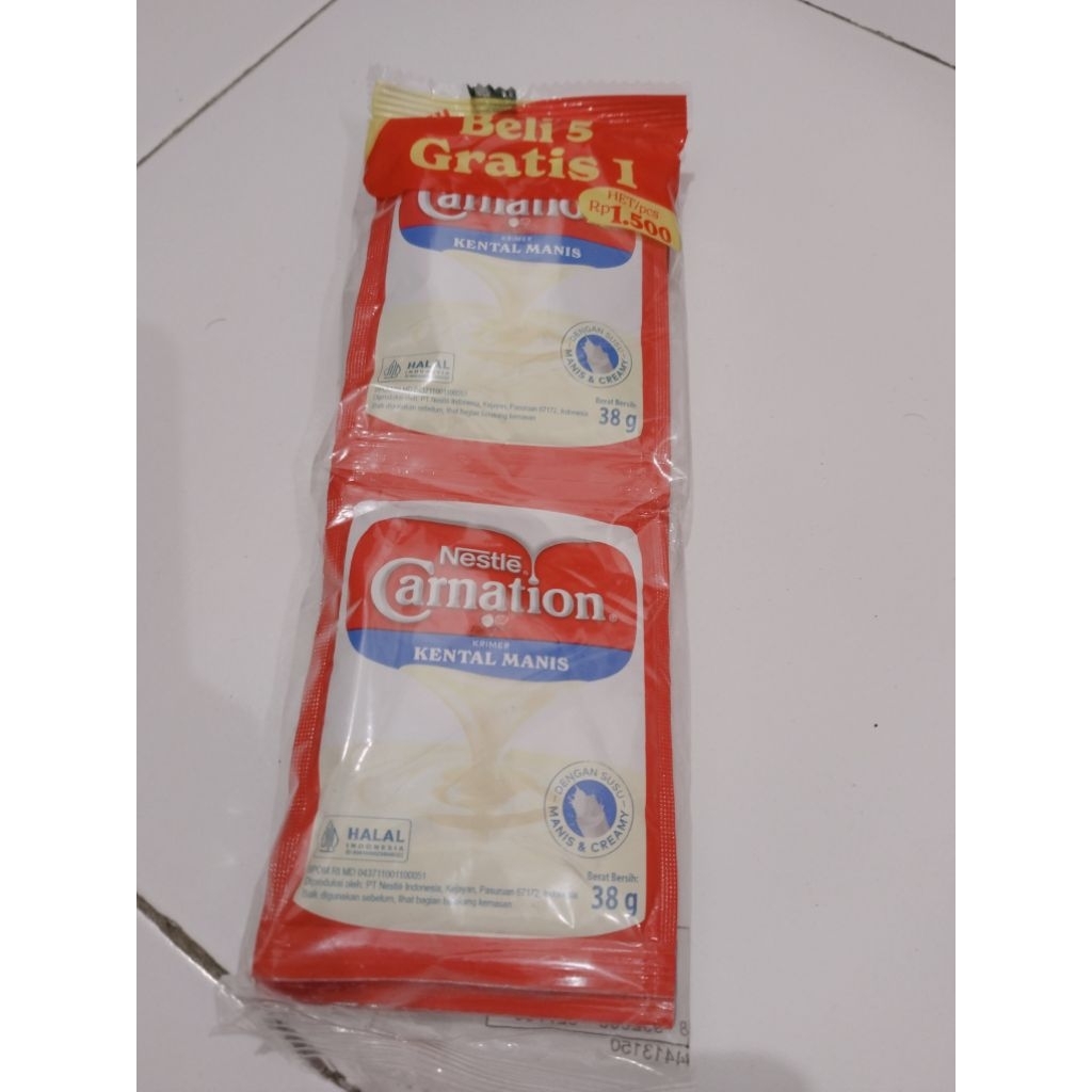 

Kental manis Carnation Sachet isi 6 kemasan 38ml