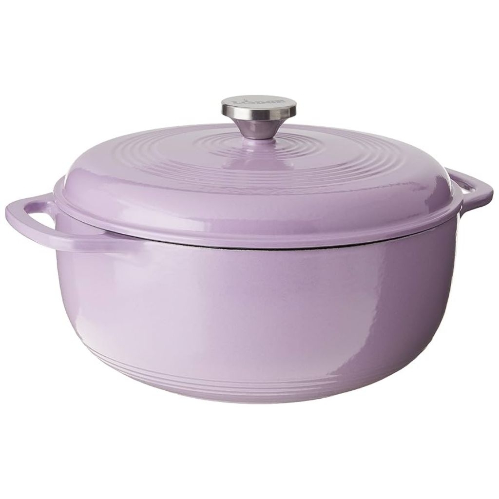 Lodge 6 Quart Enameled Cast Iron Dutch Oven with Lid – Dual Handles – Oven Safe up to 500° F or on S