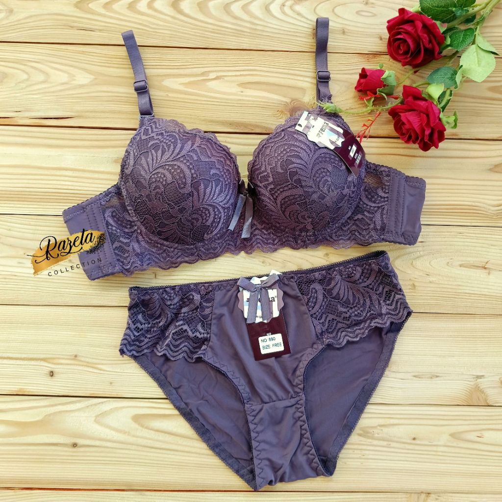 BRA BH WANITA SETELAN BH+CD PAKAI KAWAT CUP A-B BUSA TIPIS SIZE 36-42