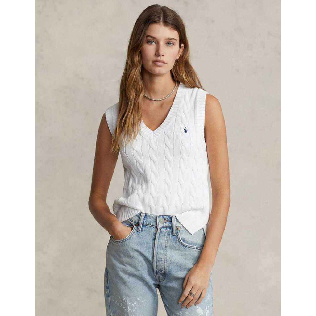 Polo Ralph Lauren Vest Cable Knit White