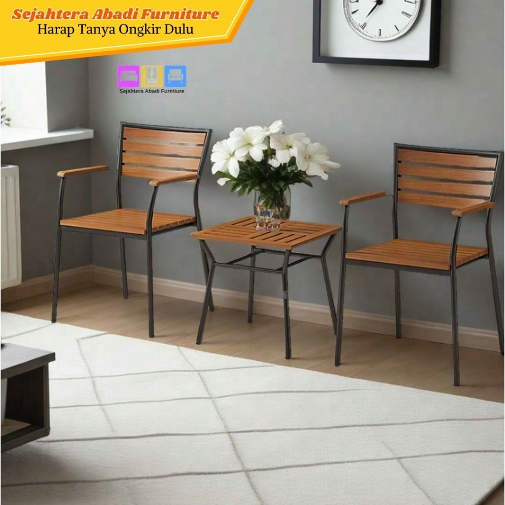 Siantano Kursi Teras KT 04 MT 004 Kursi Taman Minimalis Besi Kursi Tamu, kursi besi outdoor kombinas