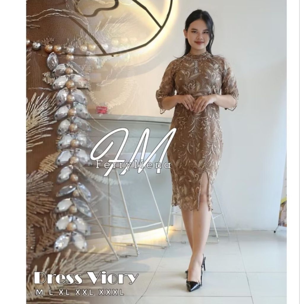 NEW MODEL DRES VIORY TILLE TOWTON MIX PAYET SWORKY DRES NATAL/DRES PESTA TAHUN BARU