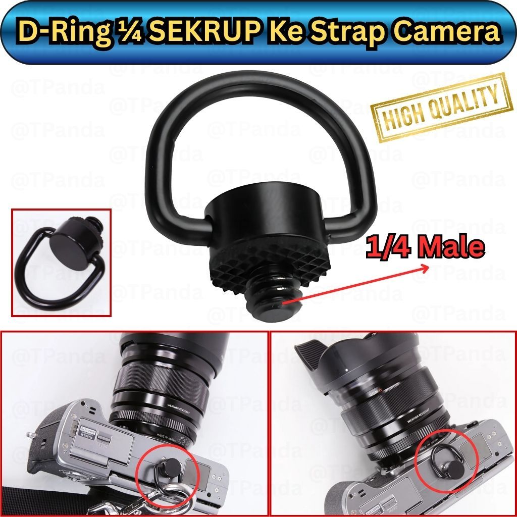 D-RING 1/4 SEKRUP Ke Strap Camera, Adapter Baut Ke Aksesoris Tali Strap Shoulder Strap, Wrist Strap,