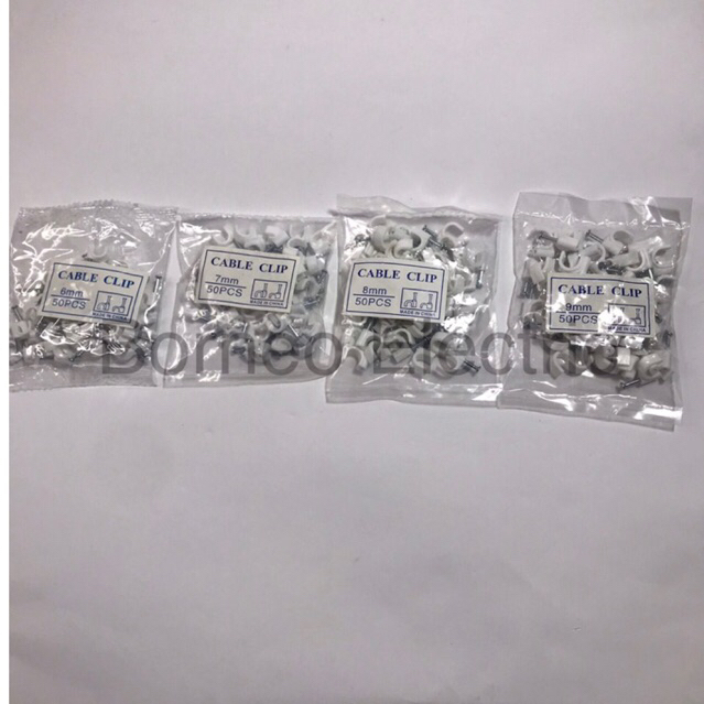 Klem kabel paku beton 6MM 7MM 8MM 9MM isi 50pcs klem kabel listrik / klip kabel beton / paku klem ka