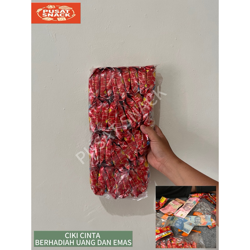

Snack ciki cinta isi 10 bungkus jika beruntung mendapatkan hadiah uang dan emas