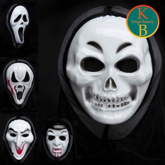 Topeng Halloween Scream Putih Kostum Hantu Seram Halloween