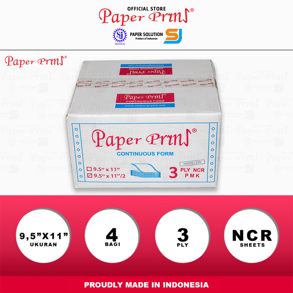 

Paperpryns Kertas Continuous Form 3PLY NCR DPH 9,5"/2 x 11"/2 (Bagi 4)