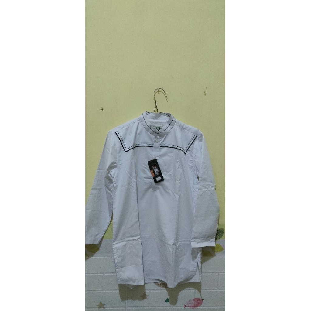 stelan baju Koko putih anak BENZEMA