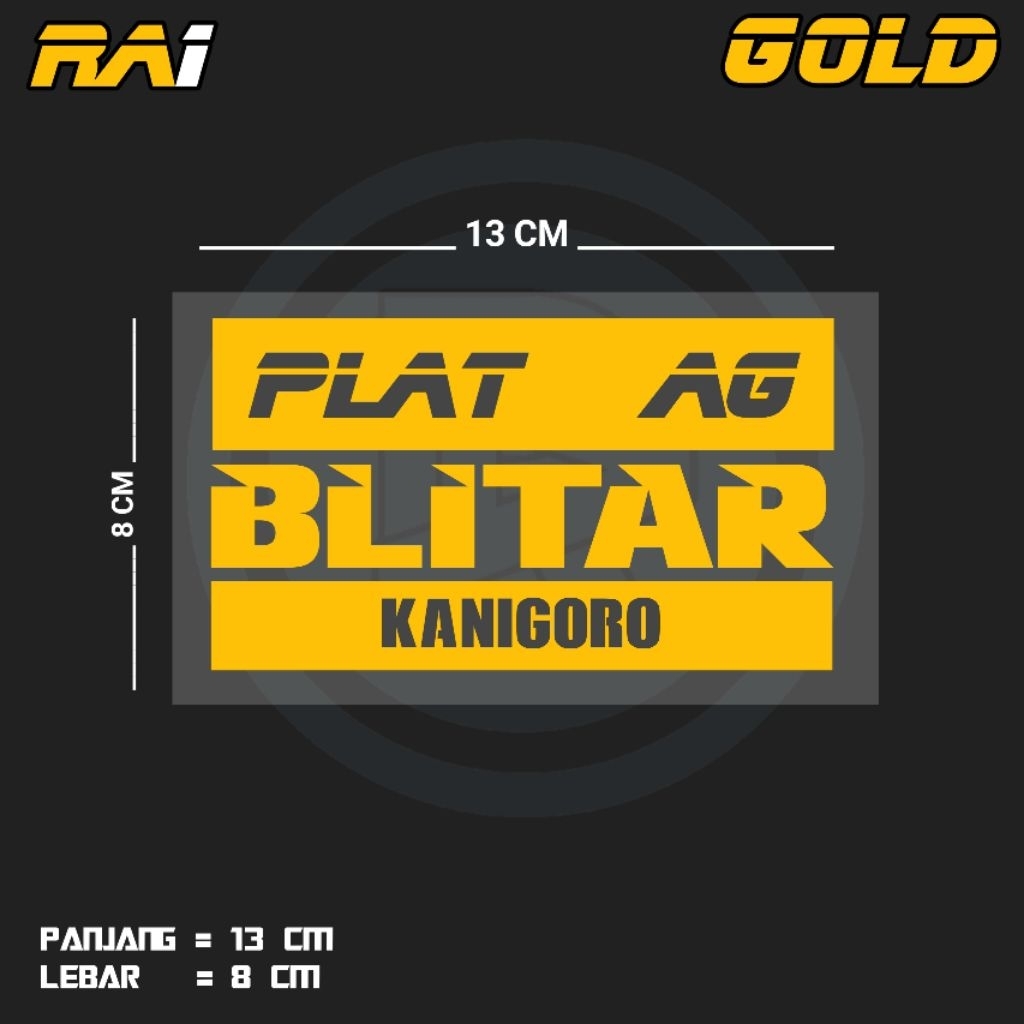 STIKER CUTTING TULISAN PLAT AG KANIGORO BLITAR | RA1 KEC