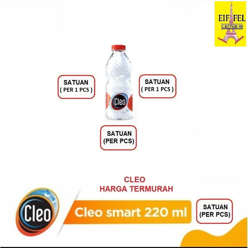 

Air Mineral CLEO 220 ml / CLEO botol mini / CLEO mini 220ml Satuan per pcs (AIR CLEO Murah)