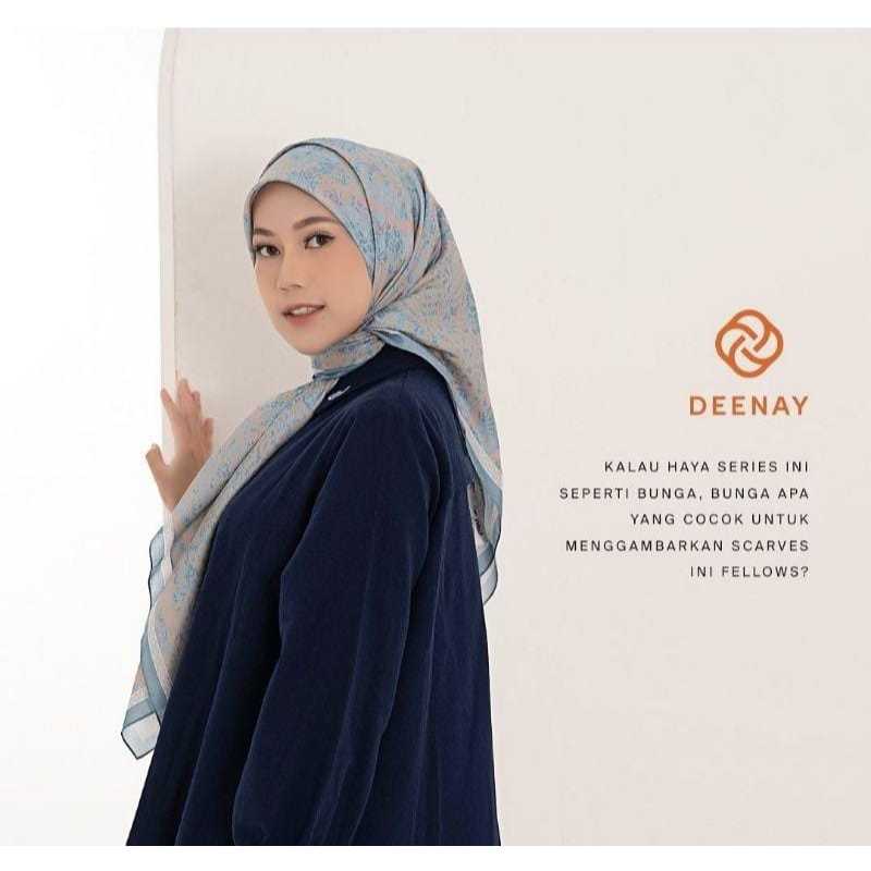 Skyshop Hijab haya Series By Deenay Size 115 X115cm Voal Finishing Sewing kerudung segiempat motif