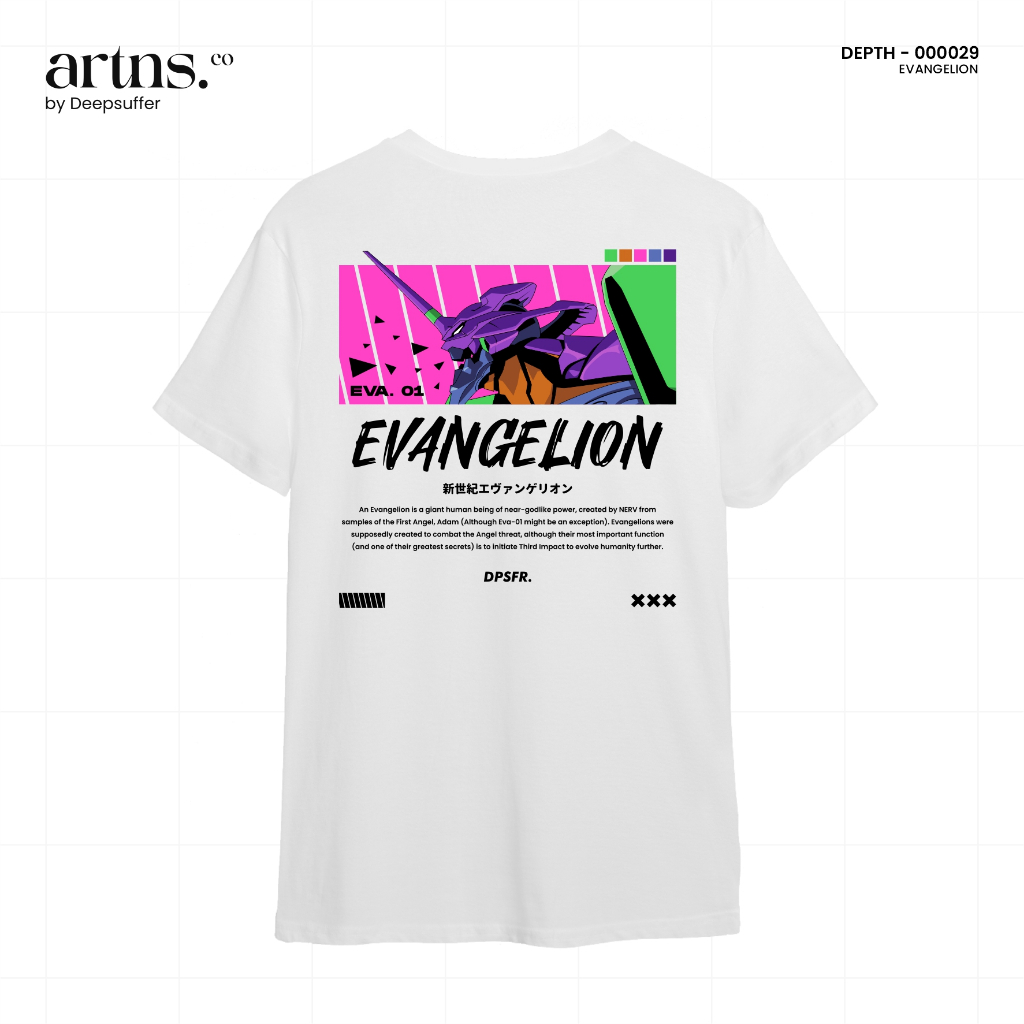 Tshirt artns Putih - Evangelion