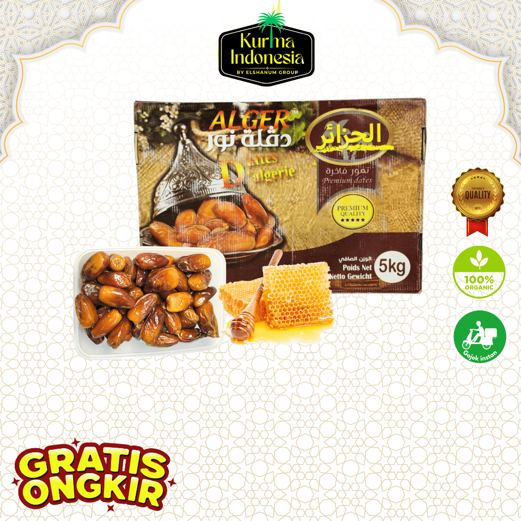 

KURMA TUNISIA MADU 5 KG PREMIUM BEST QUALITY ALAMI TANPA GULA TAMBAHAN - KURMA INDONESIA