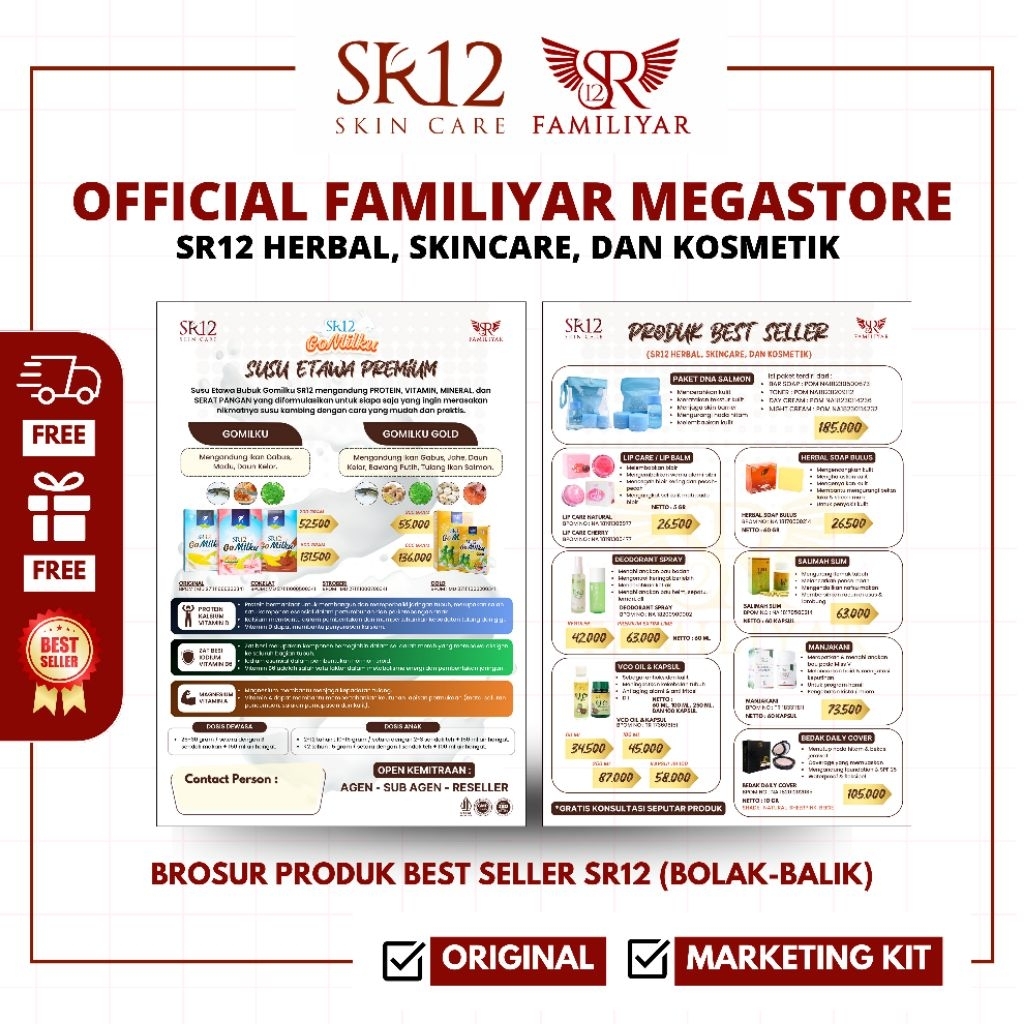 [GROSIR] BROSUR PRODUK BEST SELLER SR12 BOLAK BALIK 2 SISI DNA SALMON GOMILKU GOLD