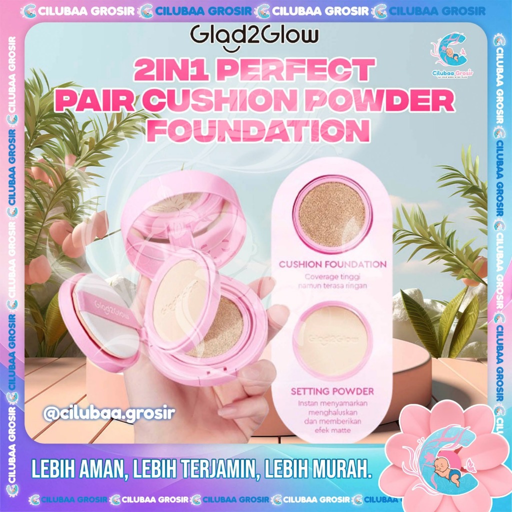 GLAD2GLOW 2in1 Perfect Pair Cushion Powder Foundation || Waterproof Make Up Setting || BB Cream || T