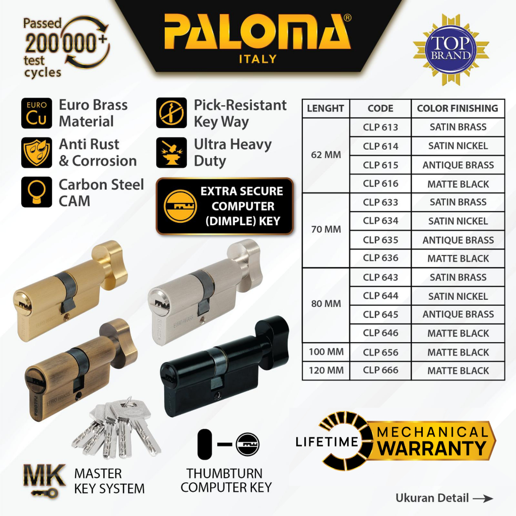 PALOMA Cylinder Kunci Pintu Silinder Knob Anak Computer Key KC-CK CLP 6