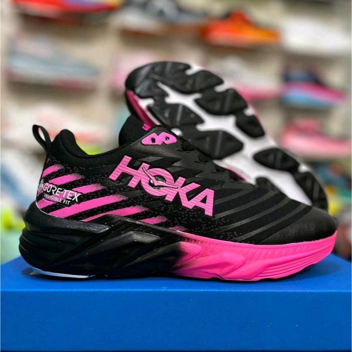 Sepatu Outdoor Hoka Cewek  Hitam Pink Shoes Woman Sepatu Lari Hoka
