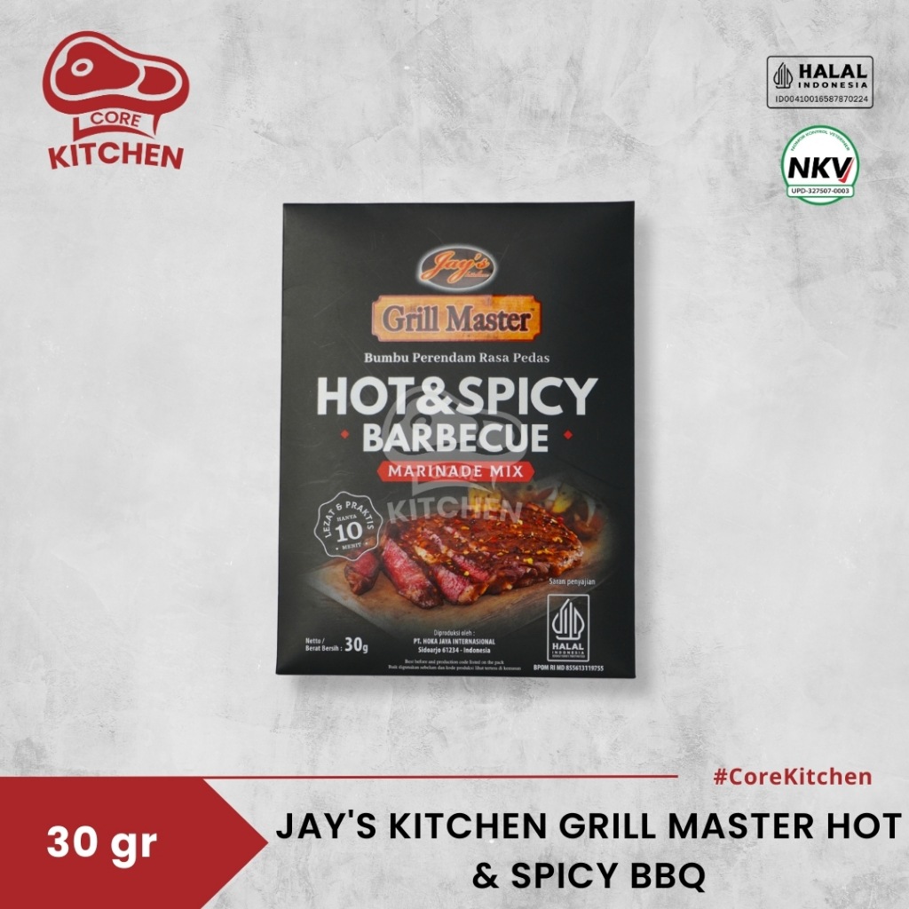 

Jay's Kitchen Grill Master Hot & Spicy BBQ Marinade Mix Bumbu Marinasi Steak 30 gram
