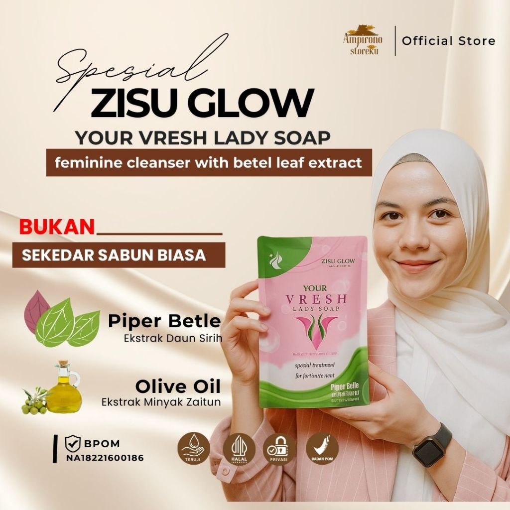 ZISU GLOW SABUN KEWANITAAN ATASI GATAL & KEPUTIHAN EKSTRAK DAUN SIRIH 100% ASLI