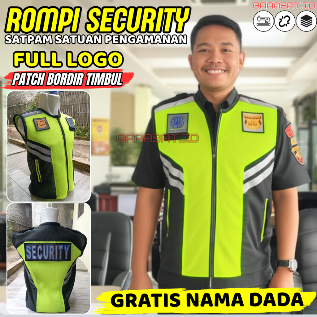 Rompi Satpam Bahan Mesh Premium Jahitan Presisi Free Bordir Nama