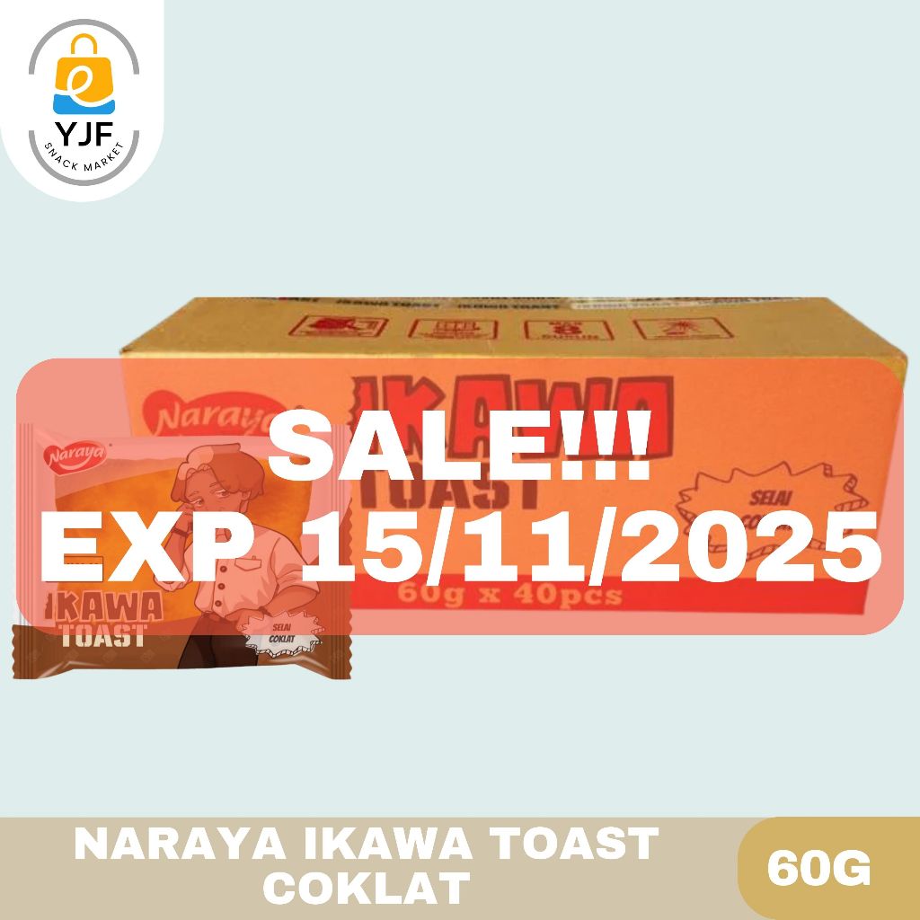 

Naraya Ikawa Toast KARTON 40 PCS / Roti Panggang Cream Cheese / Toast Coklat / Roti Vanila / Roti Toast Pandan Srikaya ( EXP ; 06-08-2025)