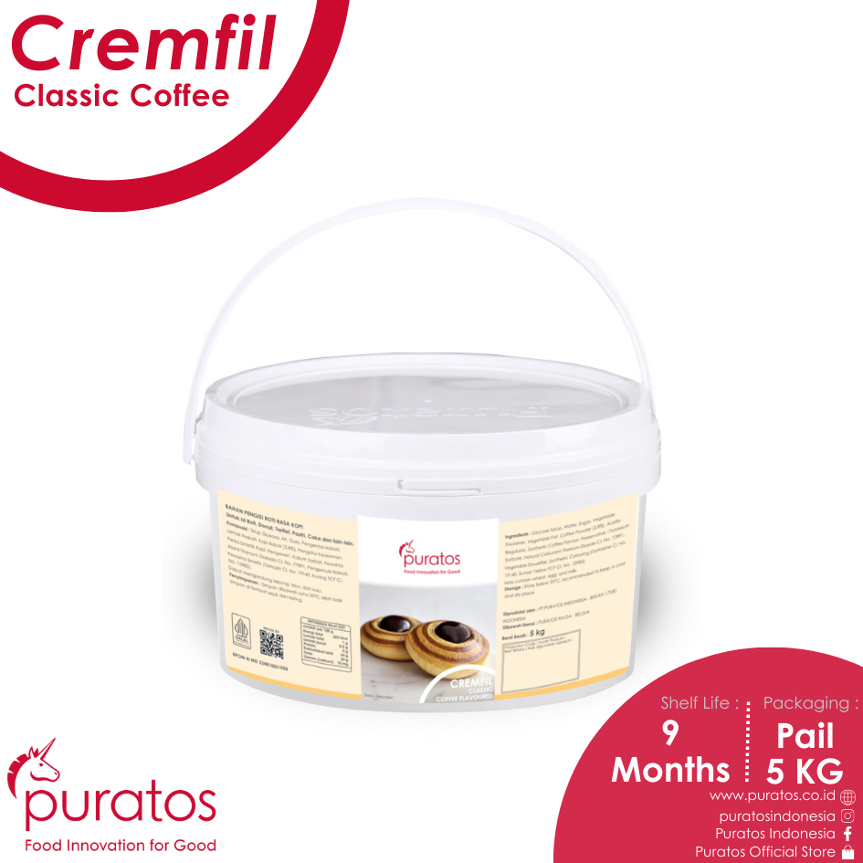 

Puratos Cremfil Classic Coffee / Cream (Krim) Filling Siap Pakai Rasa Kopi - 5Kg