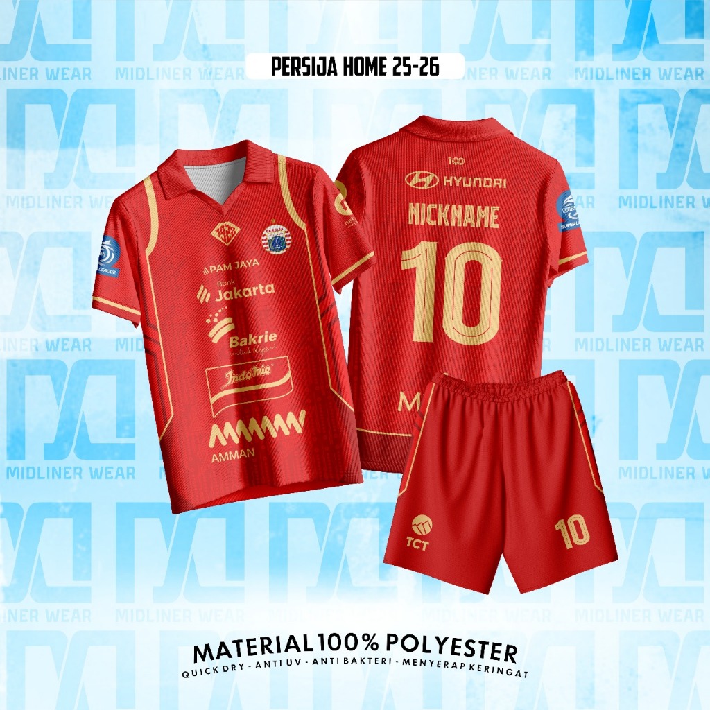 Jersey Bola Anak & Dewasa PERSIJA HOME 25/26 Dryfit – Setelan/Atasan Lengan Pendek Panjang Gratis Cu