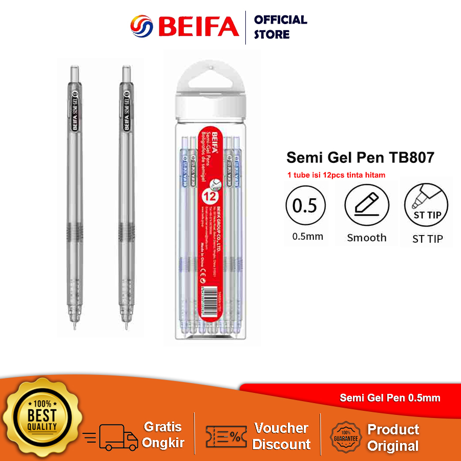 

Beifa Semi Gel Pen TB807 0.5mm Halus dan Tidak Mudah Macet