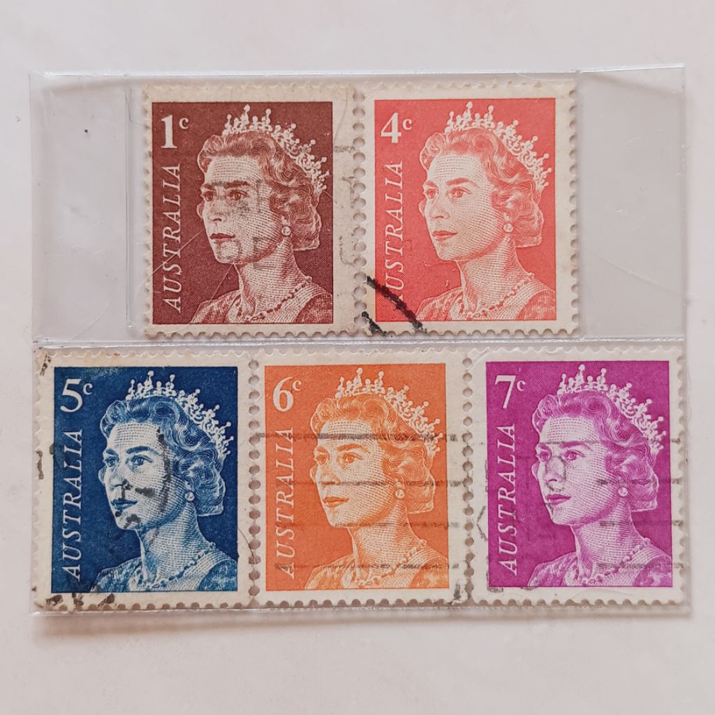 

(AG) Perangko Australia 1966 - 1971 Queen Elizabeth II - Decimal Definitives Set 5 pcs Used