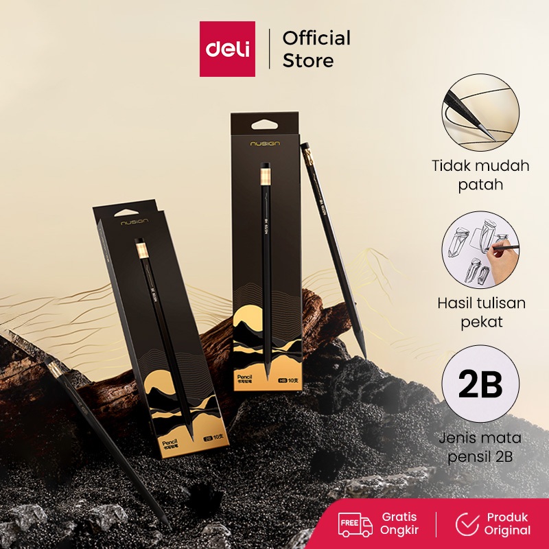 

Deli Nusign Pencil / Pencil Premium / Pensil Kayu Golden Peak Minimalis 2B / HB NS729