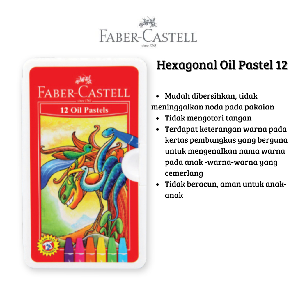 

FABER CASTELL HEXAGONAL OIL PASTEL/KRAYON ISI 12 WARNA