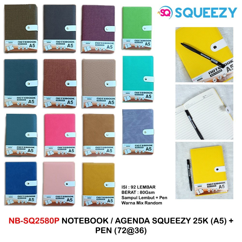 

{SQUEZZY) AGENDA KANCING+ PENA / NOTEBOOK NB-SQ2580 WARNA