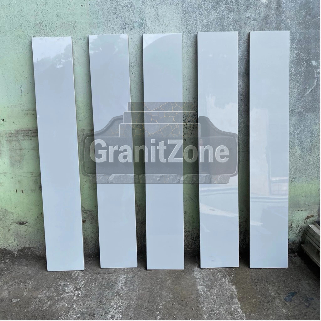 List plint granit 10x60 Putih polos | Glossy