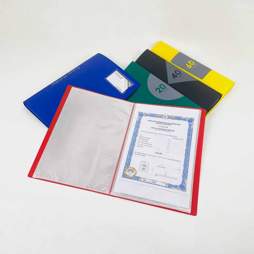 

Map Clear Holder F4 TOPLA | Map Plastik Display Book 20/40/60 Lembar | Map Dokumen Arsip Sertifikat