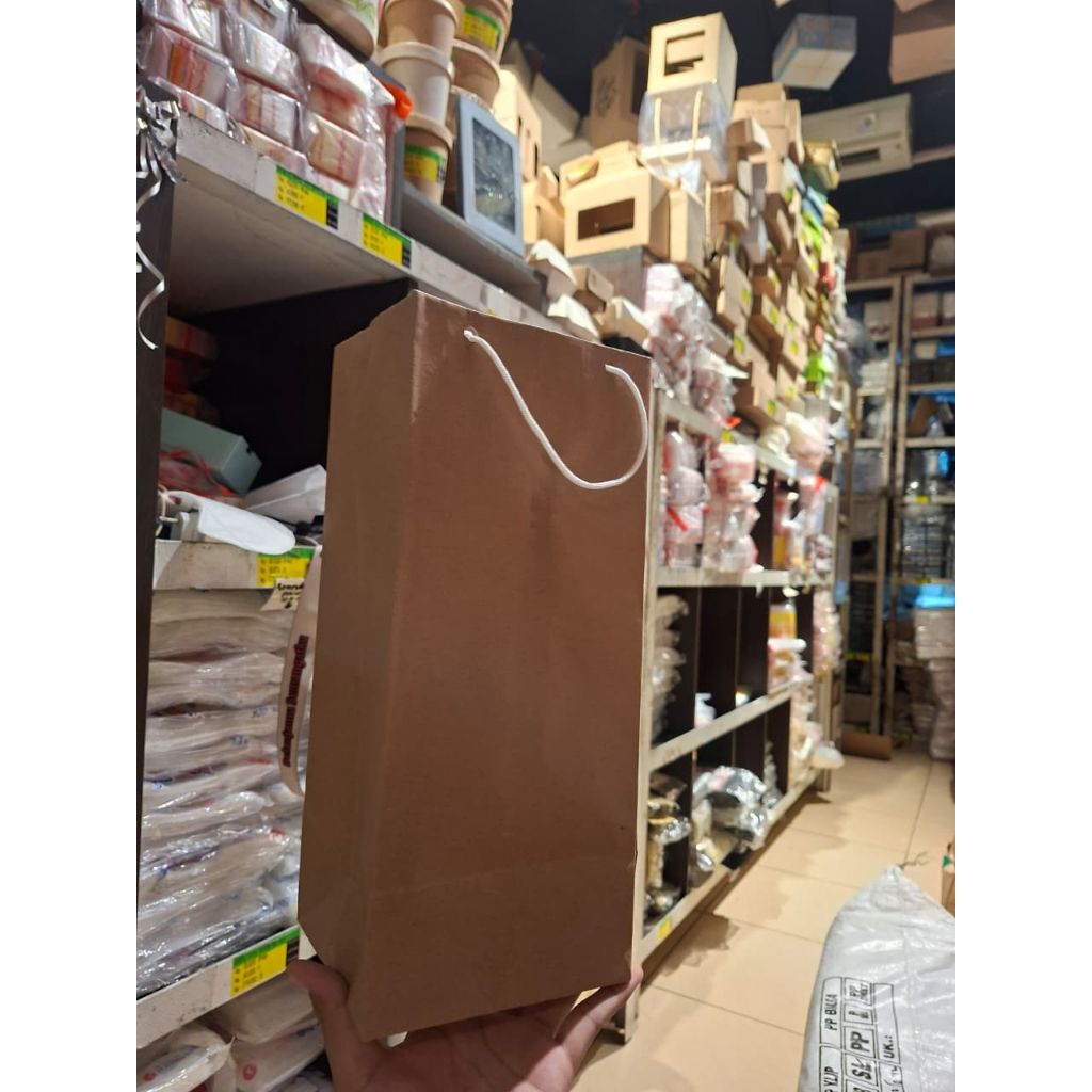 

PAPERBAG BOTOL COKLAT UK 12X14X31 PERLUSIN