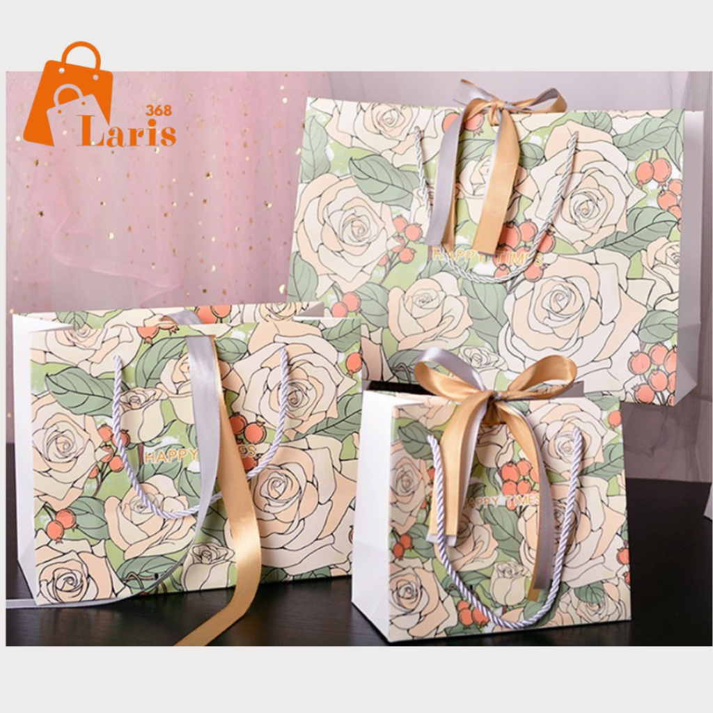 

Laris368 Paperbag Paper Bag Rose Vintage Tas Kantong Karton Hampers Goodiebag Aesthetic Pita Import Premium