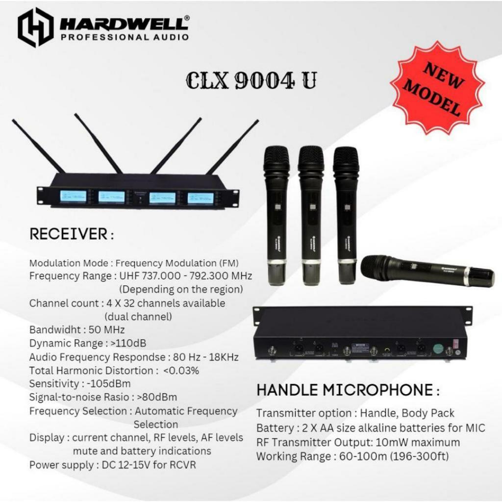 Mic Wireless HARDWELL CLX9004U/CLX 9004 U/CLX 9004U(ORIGINAL) 4 Handle new MODEL